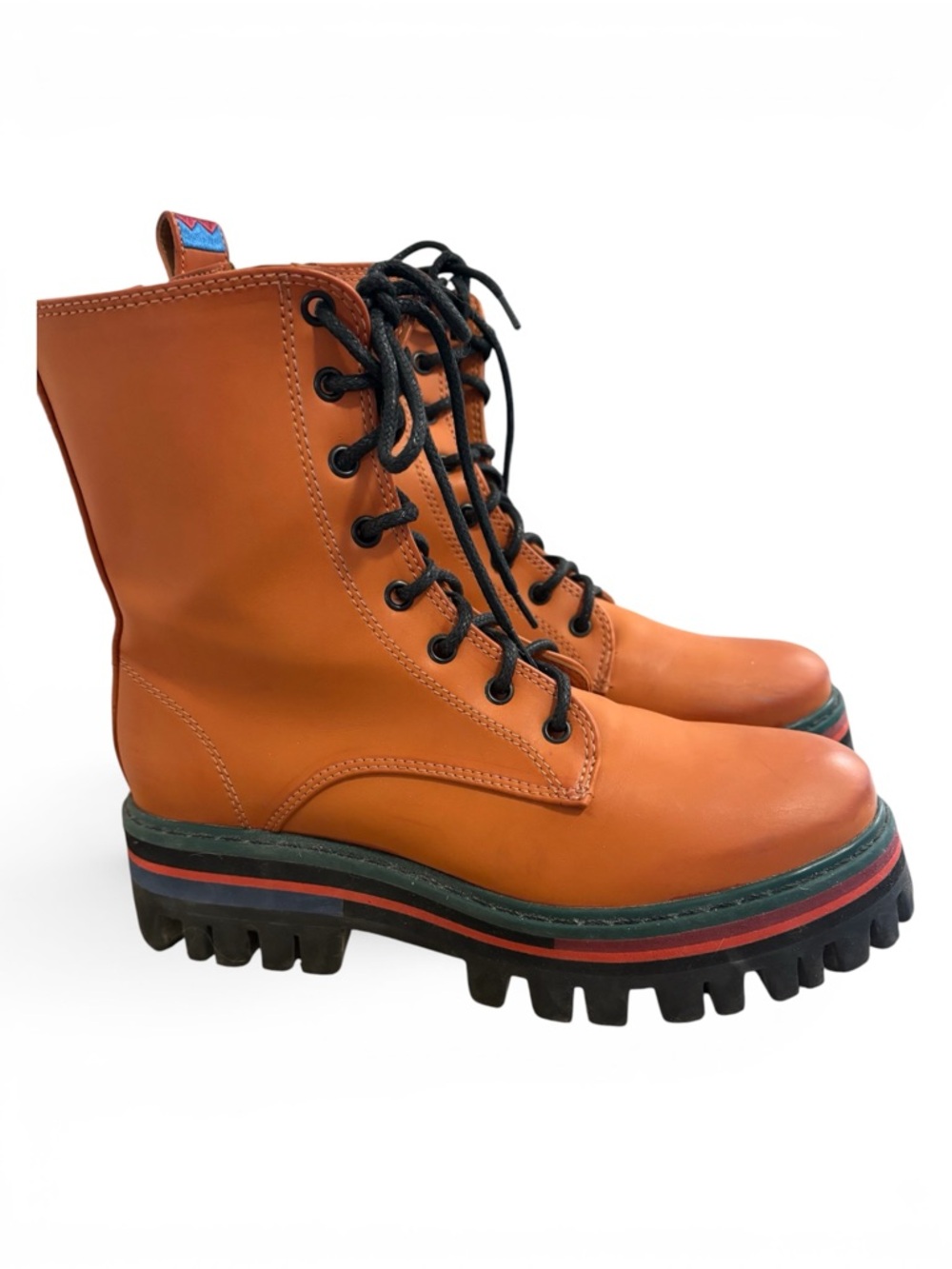 FARM Rio Orange Leather Lace-Up Boots with Black Laces - Picture 4 of 6